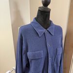 PINK - Victoria's Secret Victorias Secret PINK Button‎ Down Sherpa Fleece Shirt Jacket Blue Navy Oversize Photo 1