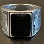 Black obsidian S925 stamped silver ring size 10 Photo 0