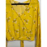 Hollister Yellow Floral Long Sleeve Wrap Blouse Top Womens Size Large Y2K Photo 2