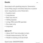 Generation Love Miley Sequin Mini Dress Champagne Size Small NWOT $385 Photo 8