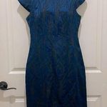 J.Crew Navy Blue & Black Sparkle Floral Sheath Dress Photo 0