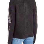 BLANK NYC Dark Gray Floral embroidered Fuzzy Vapor Sweater size Medium Photo 3