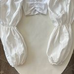 ZARA  White Sweetheart Neck Ruched Puff Long Sleeve Crop Top Size S Photo 4