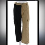 Bershka  Black/Tan Contrasting Two-Tone Straight-Fit Cargo Pants 2 tailored $98 Photo 3