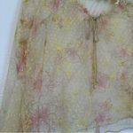 Free People  Intimately Postcard From Paris Long Sleeve Top M Yellow Floral Lace Photo 8
