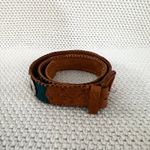 Artisan Vintage Tan Tooled Leather Guatemala Woven Multi Silver Ring Belt OS Photo 3