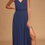 Women’s Lulu's Lost In Paradise Navy Blue Strappy Maxi Dress Size Medium Photo 1