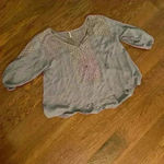 Free People  Moon River Boho Lace Panels Peasant Top Balloon Sleeve Size Small Photo 10