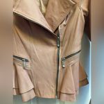 BCBG MaxAzria Leather Pink Ruffle Jacket sz XXS Photo 3