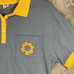 Urban Outfitters  Shirt Women Large Blue Yellow Crochet Flower Crop Casual Hippie Photo 5