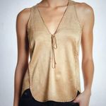 Liberty Garden Tan Faux Suede Whipstitch Sleeveless Blouse Size M Photo 0