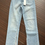 Just Black NWT  Denim Blue Women's Jeans Size 26 Long Line Slim Slit Straight Photo 0