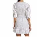 Tanya Taylor Gina Eyelet Trim Wrap Eyelet Mini Dress Ruffle Coquette Coastal Photo 6