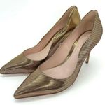 Schutz Analira Gold Metallic Slip On Leather Pumps New Photo 2