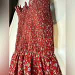 Urban Outfitters Outfitters Red Floral Dress Cap Sleeve Gathered Ruched Skirt XS-TP Photo 1