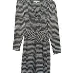 Trina Turk Black & White Squiggle Chevron Silk Long Sleeve Sheath Dress Size 2 Photo 0