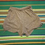 Gaze Ribbed Knit Shorts with Ruched Tie Sides in Heathered Grey Beige size XS Tan Photo 4