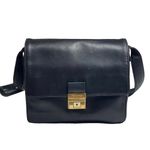 Perlina Vintage:  New York  Slide Lock Crossbody Messenger Bag  Black Leather  Photo 14