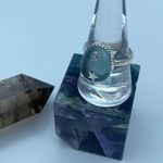 Sterling Silver Moon & Star Sea Tumbled Sea Foam Sea Glass  Ring Size 10 Photo 2