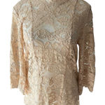 Shilla  Chic Lace Blouse in Cream Pink Size Small Office Bohemian Business Casual Photo 0