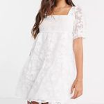 Fashion Union Fashion UnionSquare Neck sheer smock white floral lace Mini dress neck Size 8 Photo 6