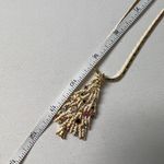 Golden Xmas Tree Pendant Necklace NWOT Gold Photo 3