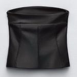 ZARA NWT- BLACK STRAPLESS FAUX LEATHER TOP Photo 4
