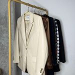 ZARA New  Beige Cream Oversized Faux Leather Boxy One Button Blazer Photo 1