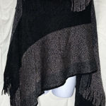 Sapphire Black Metallic Fringe Soft Poncho Cape Sweater – One Size Size 0 Photo 0