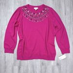 Charter Club Pink Rhinestone Studded Knit Top L Photo 1