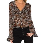 For Love & Lemons Gracie Blouse in Chocolate Floral Photo 0