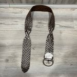 Gap  Womens Silver Metallic Leather Woven Belt Chunky Large Boho Festival Y2K Photo 3