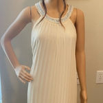 Speechless Pleated Off White Cocktail Dress with Pearl and Jewel Neckline, S Photo 0