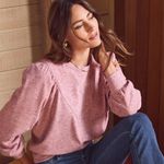 Evereve  Women's Rose Sweatshirt Kylar Puff Sleeve Sweater Photo 0