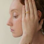 Thin Band Ring, Ribbed Band Ring, Gold Band Ring, Stacking Gold Ring Photo 2
