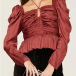 Ulla Johnson  Mirelle Ruched‎ Satin Top Desert Rose Long Sleeve Women’s Size 4 Photo 0