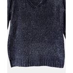 Orvis  Womens Sweater Size L Blue Long Sleeve Pullover Velour V-Neck Side Slits Photo 3