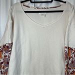 Anthropologie Annette Top Ivory Paisley Long Sleeve Waffle Knit Oversized Sz Med Photo 7