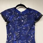 Three Floor  Navy Blue Afterglow Cosmic Star Mini Cocktail Dress Size 6 Small Photo 2