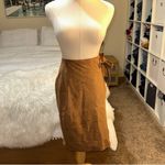 EXPRESS | Camel Faux Suede High Waisted Pencil Wrap Tie Side Grommet Ring Skirt Photo 1