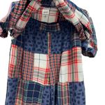 Aerie  Flannel Pajama Set Madras Plaid Check Leopard Blue Red Size Small / Medium Photo 4