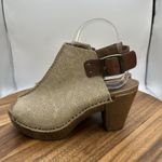 Dansko Reggie Peep Toe Slingback Heels Brown Beige Leather Women's 37 US 6.5-7 Photo 2