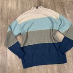 H by Halston  Women's Blue and Gray Striped Sweater Photo 4