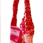 PINK Striped Crochet Shoulder Purse Photo 3