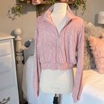 Cloud Chaser Plush Pullover Powder Blush Quarter Zip Cropped Top Womens Large  Photo 7