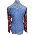 Rag and Bone Wyatt Patchwork Button Down Shirt Blue Red Top Blouse Women’s Size XS Photo 6