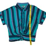 Vintage 80s Style Striped Crop Top Button Photo 12