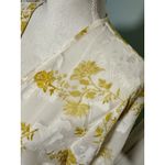 Mi Ami Ivory And Mustard Sheer Floral Print Textured Open Kimono, L/XL White Size L Photo 3