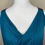 Calvin Klein Womens Teal Stretch Ruched Leather Embellished Zippered Maxi Sz 12 Photo 1