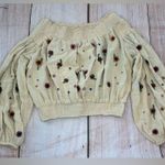 Free People Saachi Smocked Off the Shoulder Top Retail $128 Small Embroidered Photo 2